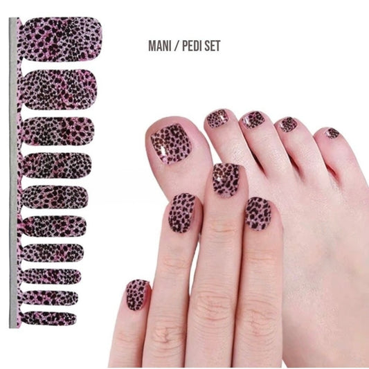 Pink Leopard glitter | Nail Wraps | Nail Stickers | Nail Strips | Gel Nails | Nail Polish Wraps - Nailfordable