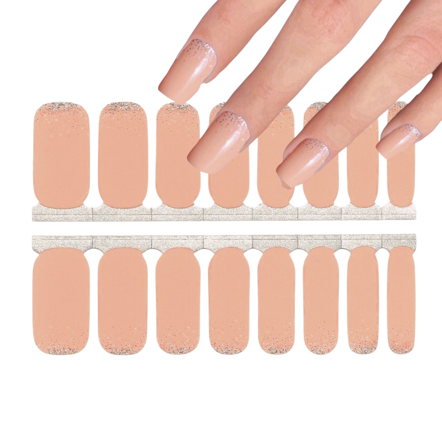 Sparles on peach | Nail Wraps | Nail Stickers | Nail Strips | Gel Nails | Nail Polish Wraps - Nailfordable