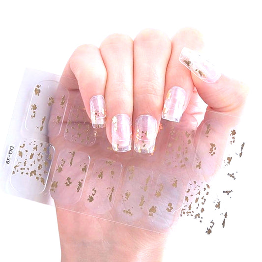 Pieces of gold overlay | Nail Wraps | Nail Stickers | Nail Strips | Gel Nails | Nail Polish Wraps - Nailfordable