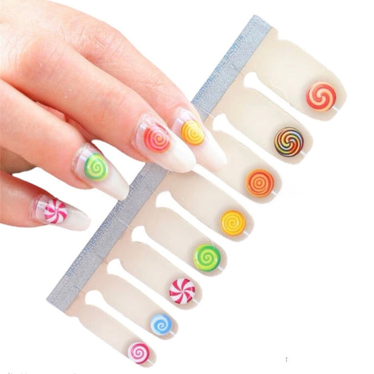Swirl Lollipops | Nail Wraps | Nail Stickers | Nail Strips | Gel Nails | Nail Polish Wraps - Nailfordable