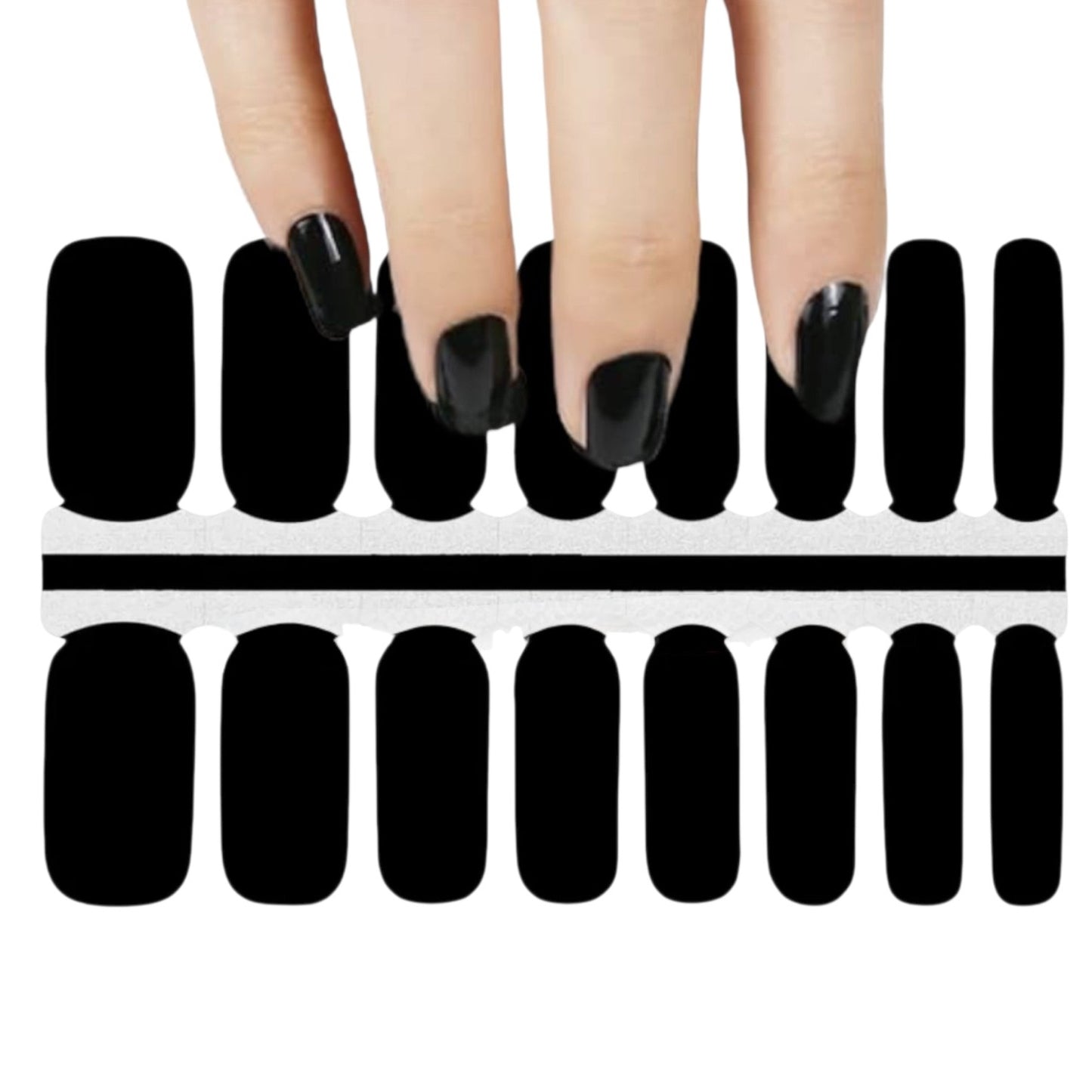 Black solid | Nail Wraps | Nail Stickers | Nail Strips | Gel Nails | Nail Polish Wraps - Nailfordable
