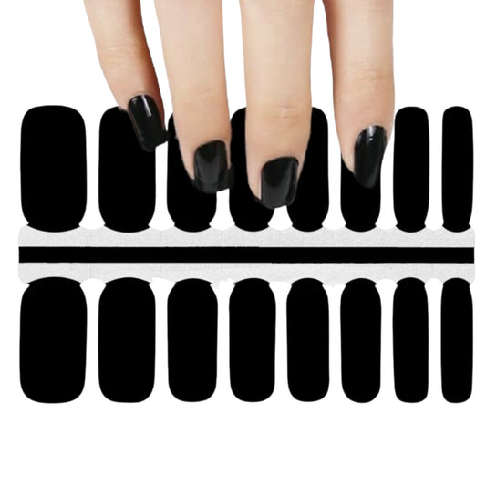 Black solid | Nail Wraps | Nail Stickers | Nail Strips | Gel Nails | Nail Polish Wraps - Nailfordable