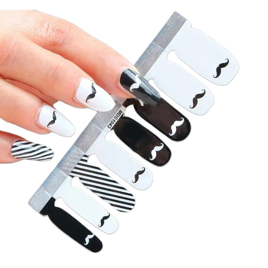 Mustache | Nail Wraps | Nail Stickers | Nail Strips | Gel Nails | Nail Polish Wraps - Nailfordable