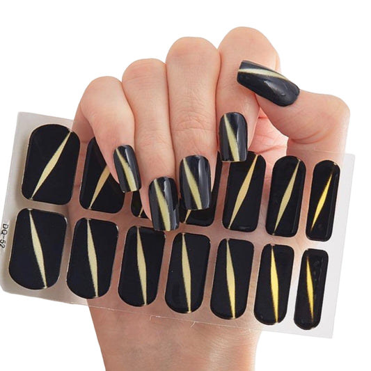 Gold Cat eye on black | Nail Wraps | Nail Stickers | Nail Strips | Gel Nails | Nail Polish Wraps - Nailfordable