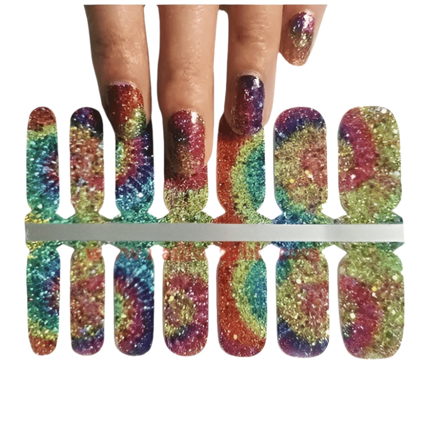 Tie Dye Glitter | Nail Wraps | Nail Stickers | Nail Strips | Gel Nails | Nail Polish Wraps - Nailfordable