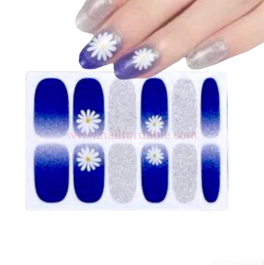 White Daisy Nail Wraps | Semi Cured Gel Wraps | Gel Nail Wraps |Nail Polish | Nail Stickers