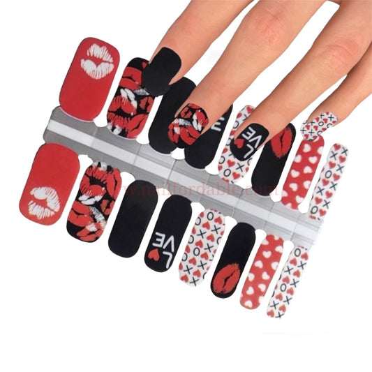 Love and kisses Nail Wraps | Semi Cured Gel Wraps | Gel Nail Wraps |Nail Polish | Nail Stickers