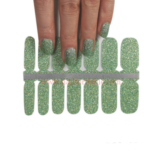 Light green glitter Nail Wraps | Semi Cured Gel Wraps | Gel Nail Wraps |Nail Polish | Nail Stickers