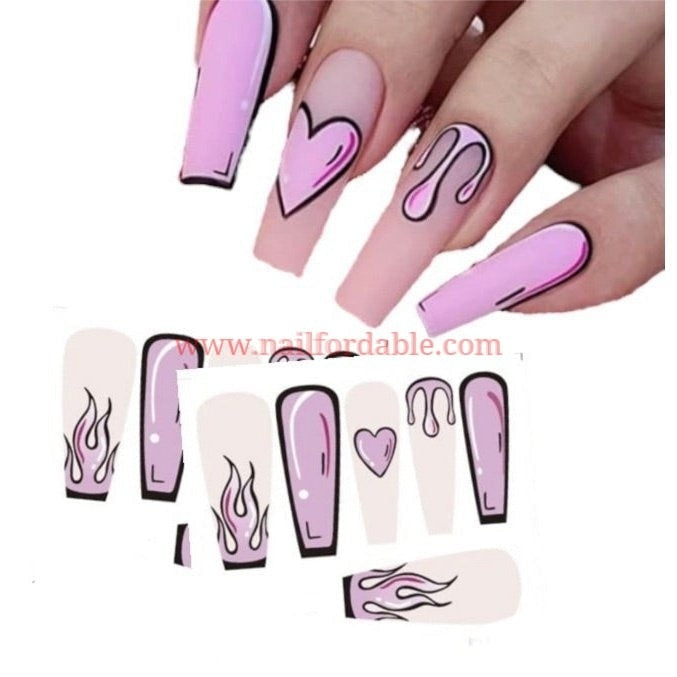 Melting on fire water decal Nail Wraps | Semi Cured Gel Wraps | Gel Nail Wraps |Nail Polish | Nail Stickers