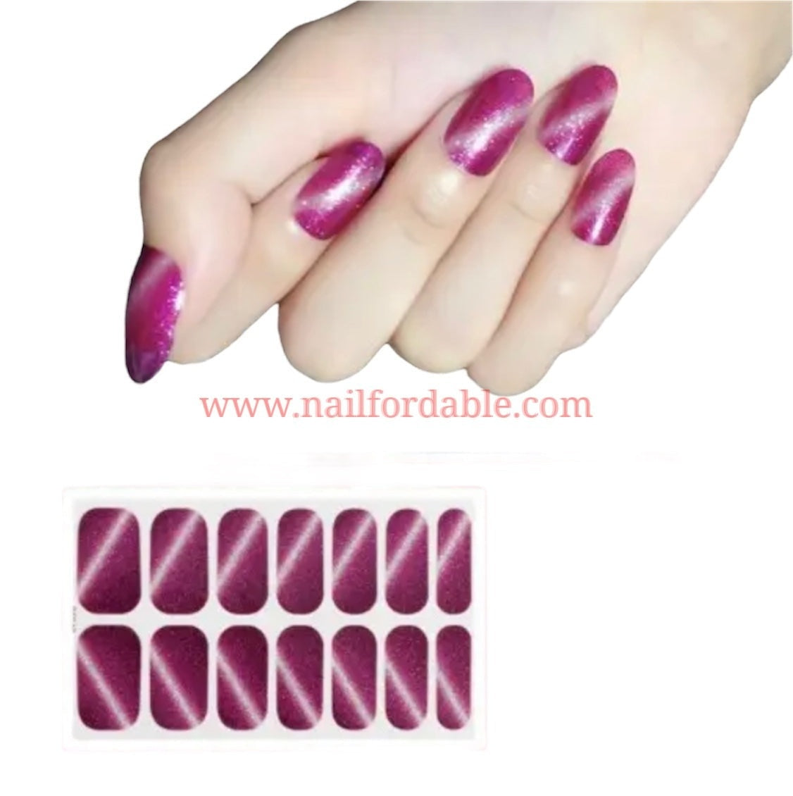 Cat eye - Magenta Nail Wraps | Semi Cured Gel Wraps | Gel Nail Wraps |Nail Polish | Nail Stickers