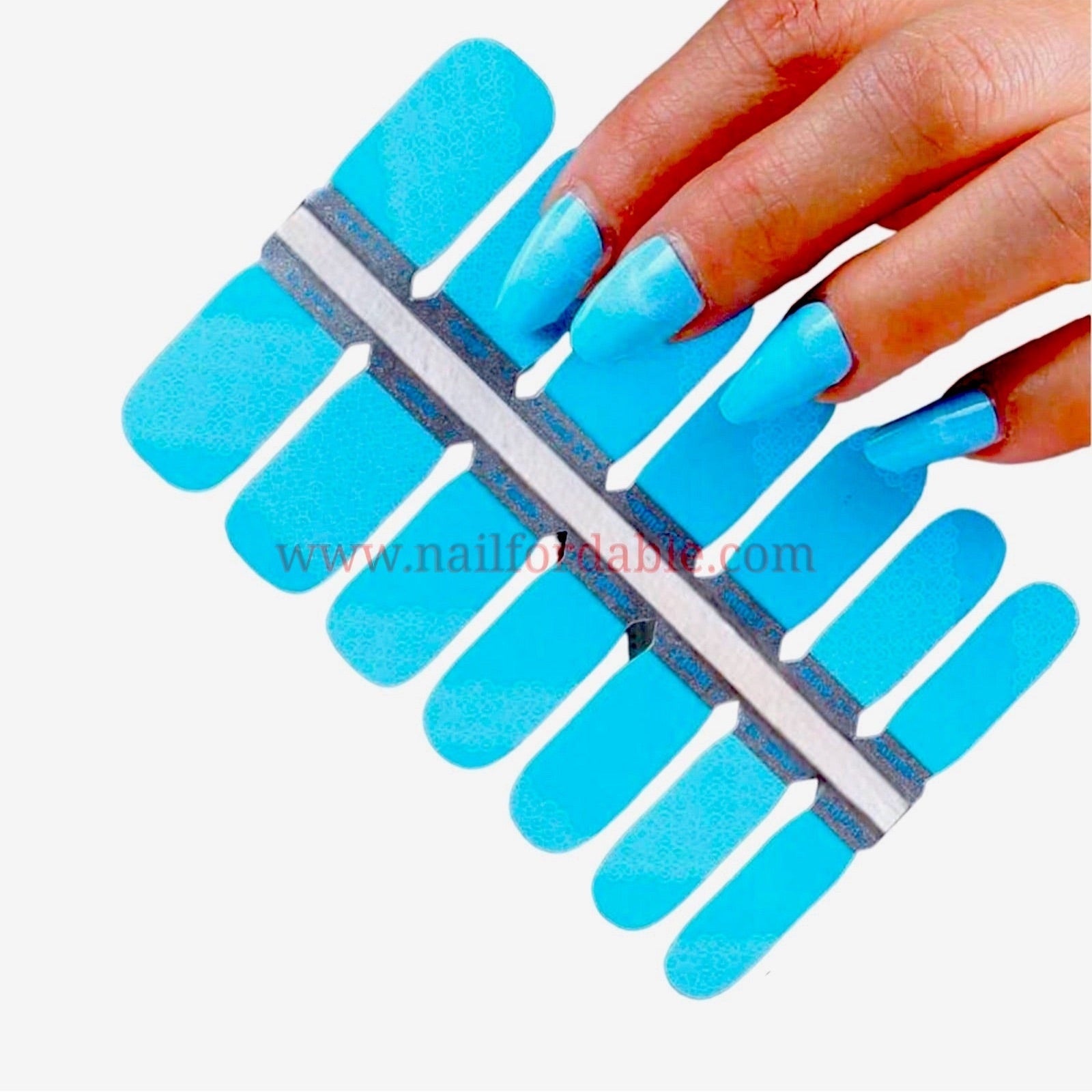 Light Blue Nail Wraps Nail Stickers Nail Strips Gel Nails Nail Polish Wraps Nailfordable