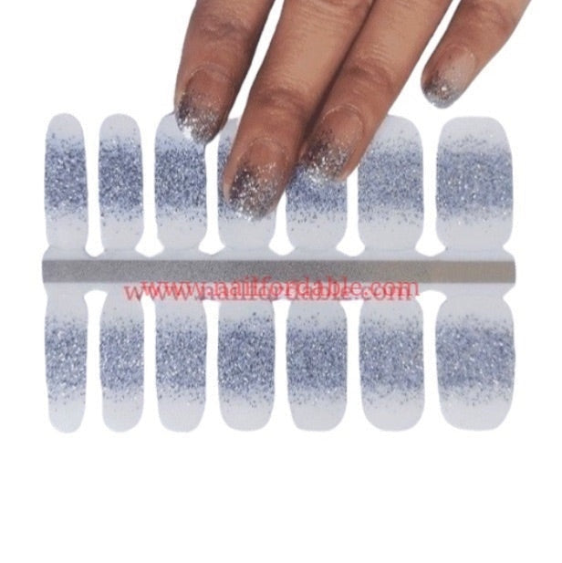 Light blue glitter French tips Nail Wraps | Semi Cured Gel Wraps | Gel Nail Wraps |Nail Polish | Nail Stickers