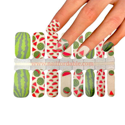 Watermelons Nail Wraps | Semi Cured Gel Wraps | Gel Nail Wraps |Nail Polish | Nail Stickers