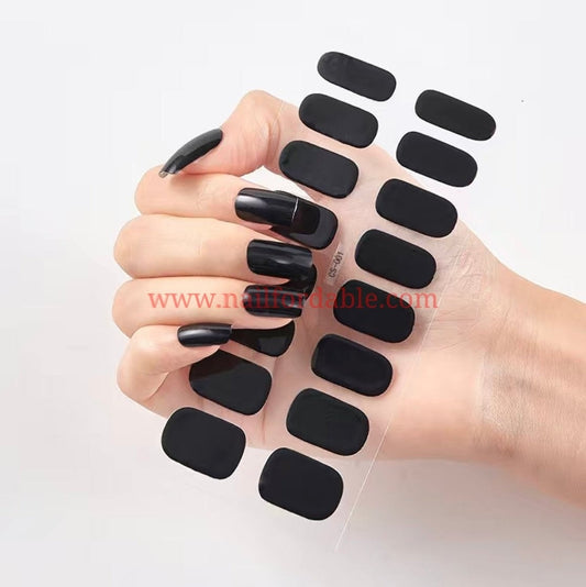Black solid | Nail Wraps | Nail Stickers | Nail Strips | Gel Nails | Nail Polish Wraps - Nailfordable
