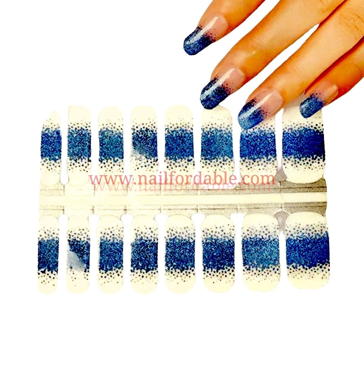 Blue Rain French tips Nail Wraps | Semi Cured Gel Wraps | Gel Nail Wraps |Nail Polish | Nail Stickers