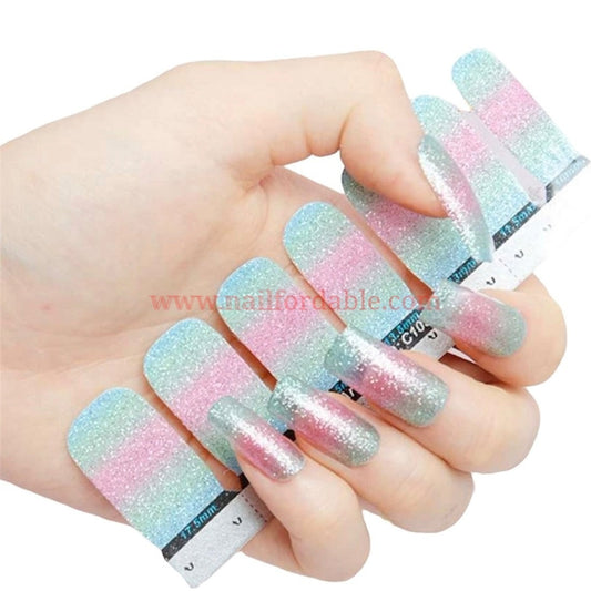 Pink and Blue gradient | Nail Wraps | Nail Stickers | Nail Strips | Gel Nails | Nail Polish Wraps - Nailfordable