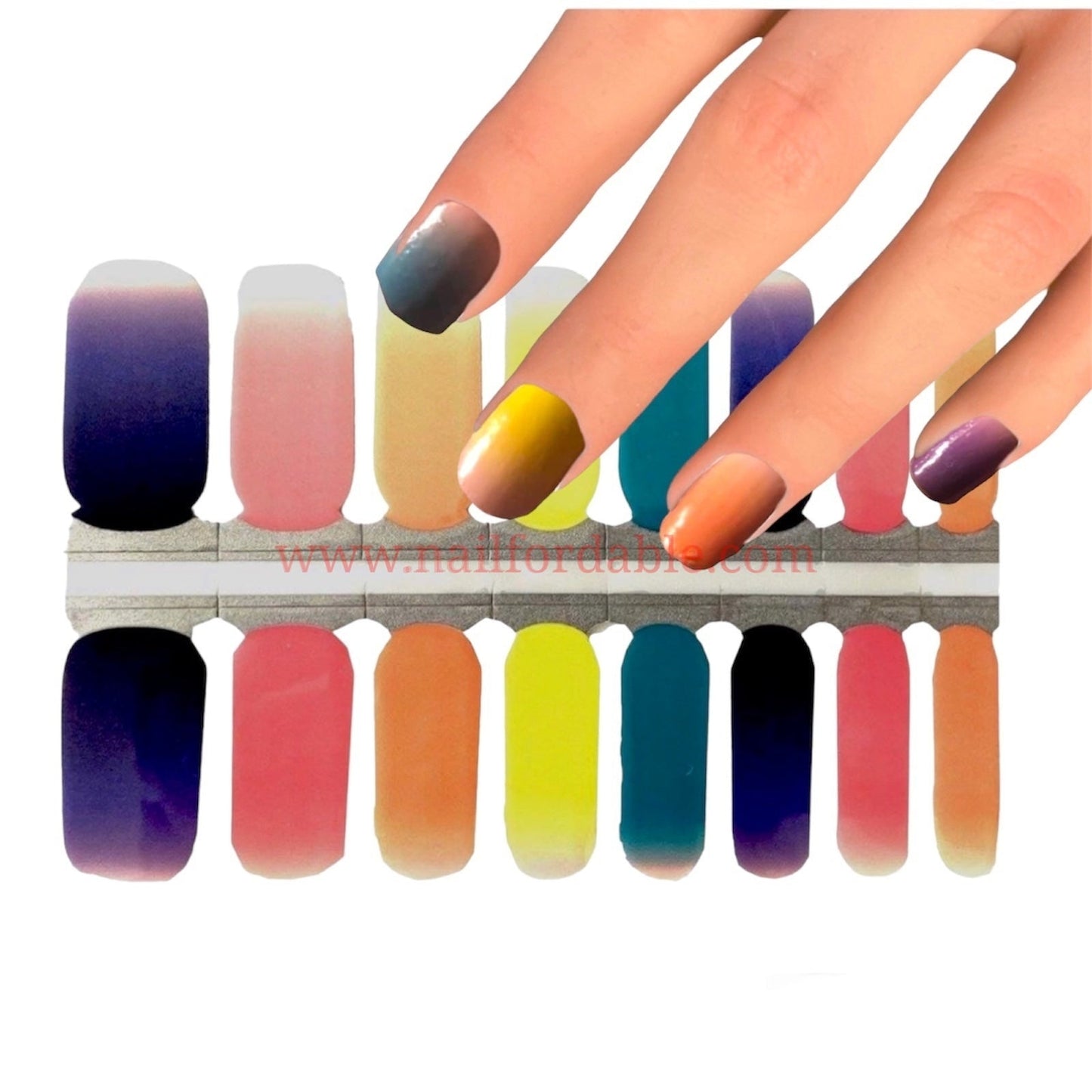 Shade of colors Nail Wraps | Semi Cured Gel Wraps | Gel Nail Wraps |Nail Polish | Nail Stickers