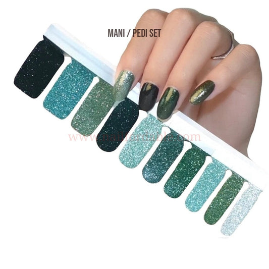 Green palette glitter Nail Wraps | Semi Cured Gel Wraps | Gel Nail Wraps |Nail Polish | Nail Stickers