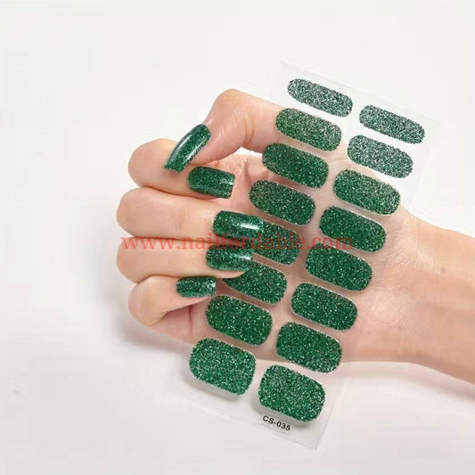 Dark Green glitter Nail Wraps | Semi Cured Gel Wraps | Gel Nail Wraps |Nail Polish | Nail Stickers