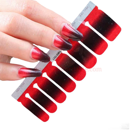 Red to Black gradient Nail Wraps | Semi Cured Gel Wraps | Gel Nail Wraps |Nail Polish | Nail Stickers