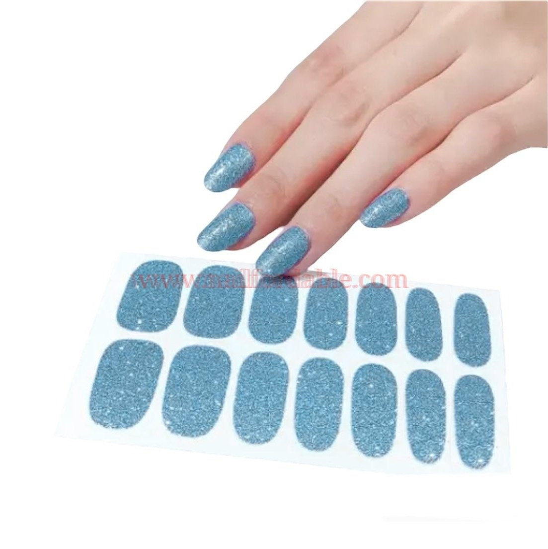 Baby Blue Glitter Nail Wraps | Semi Cured Gel Wraps | Gel Nail Wraps |Nail Polish | Nail Stickers