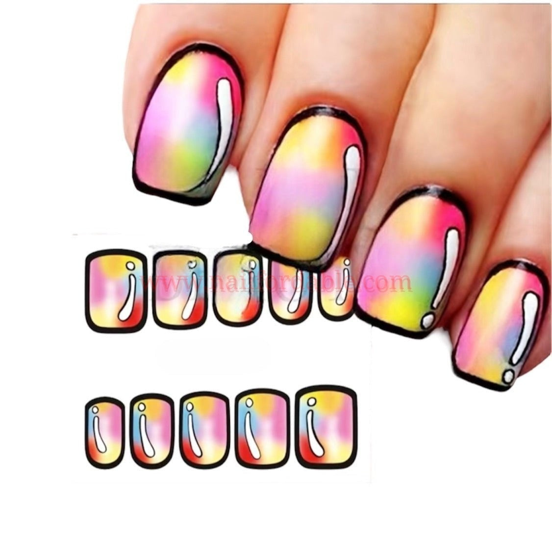 Exclamation water decal Nail Wraps | Semi Cured Gel Wraps | Gel Nail Wraps |Nail Polish | Nail Stickers