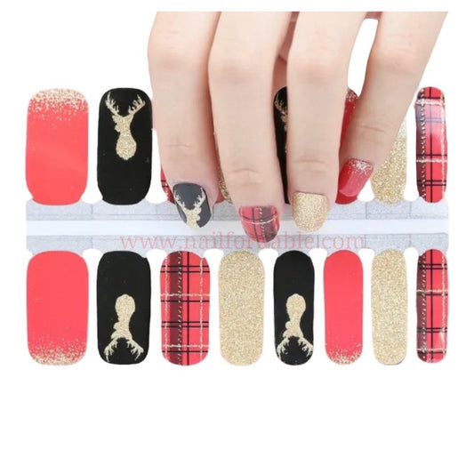 Gold Deer | Nail Wraps | Nail Stickers | Nail Strips | Gel Nails | Nail Polish Wraps - Nailfordable