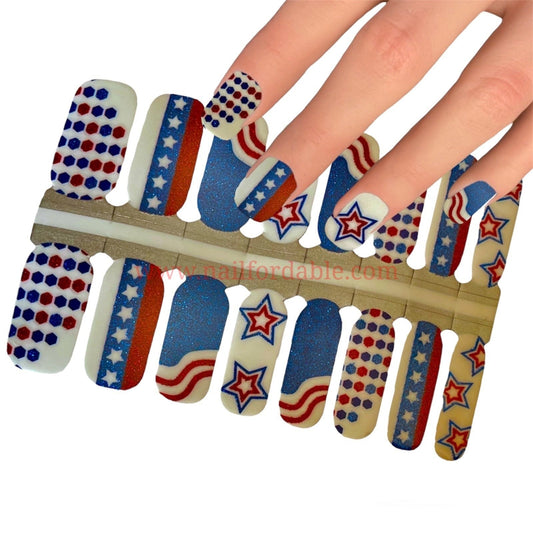4th of July Celebration Nail Wraps | Semi Cured Gel Wraps | Gel Nail Wraps |Nail Polish | Nail Stickers
