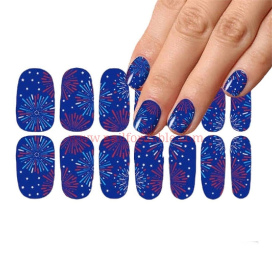 Independence Fireworks Nail Wraps | Semi Cured Gel Wraps | Gel Nail Wraps |Nail Polish | Nail Stickers