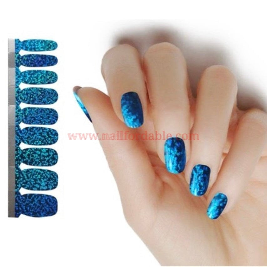 Blue sparkles Chrome | Nail Wraps | Nail Stickers | Nail Strips | Gel Nails | Nail Polish Wraps - Nailfordable