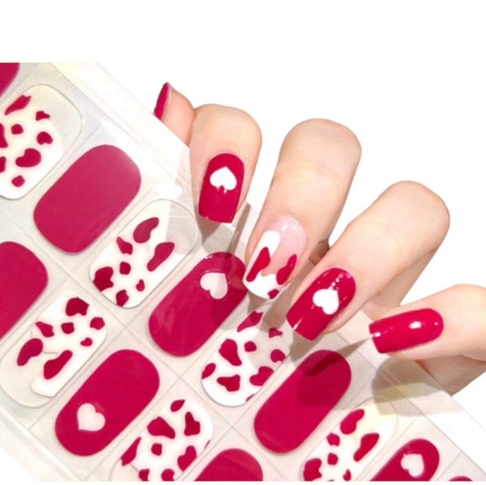 Lovely red cow - Cured Gel Wraps Air Dry/Non UV | Nail Wraps | Nail Stickers | Nail Strips | Gel Nails | Nail Polish Wraps - Nailfordable