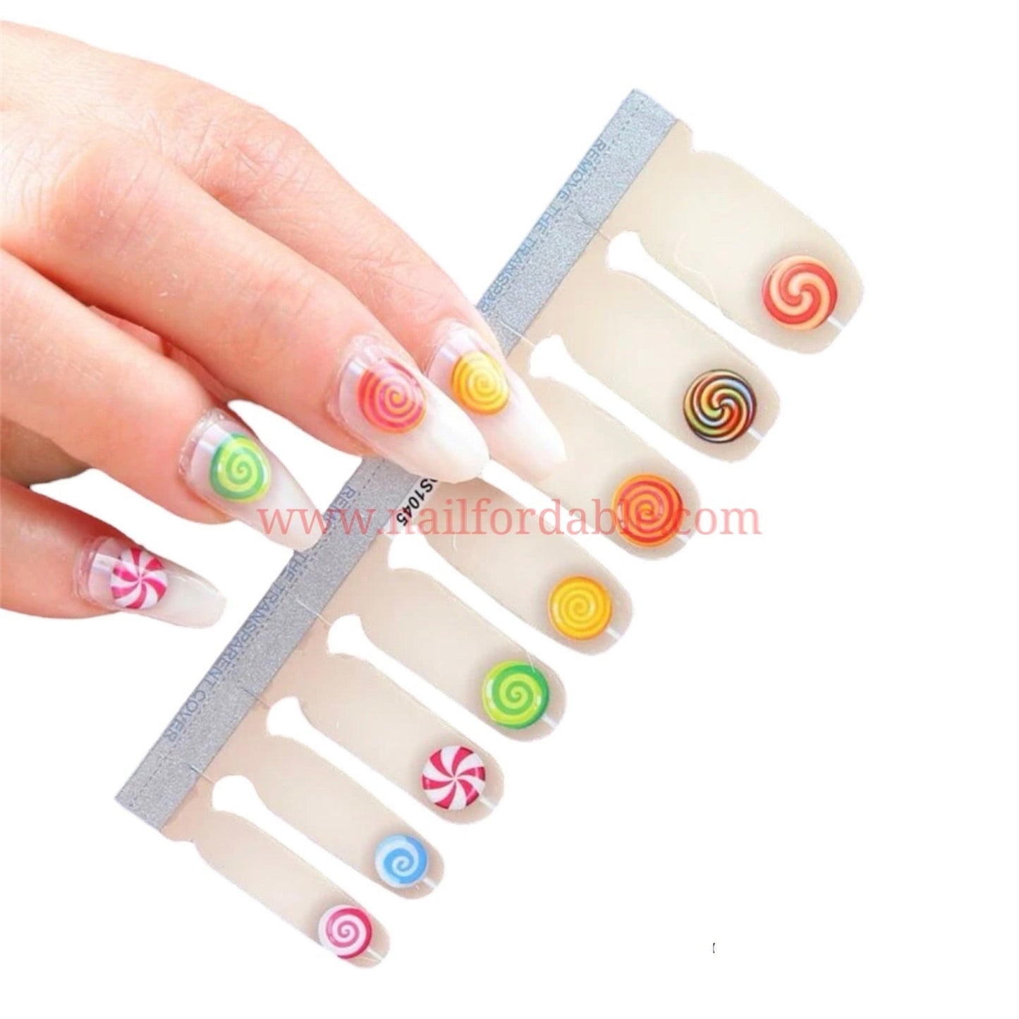 Swirl Lollipops Nail Wraps | Semi Cured Gel Wraps | Gel Nail Wraps |Nail Polish | Nail Stickers