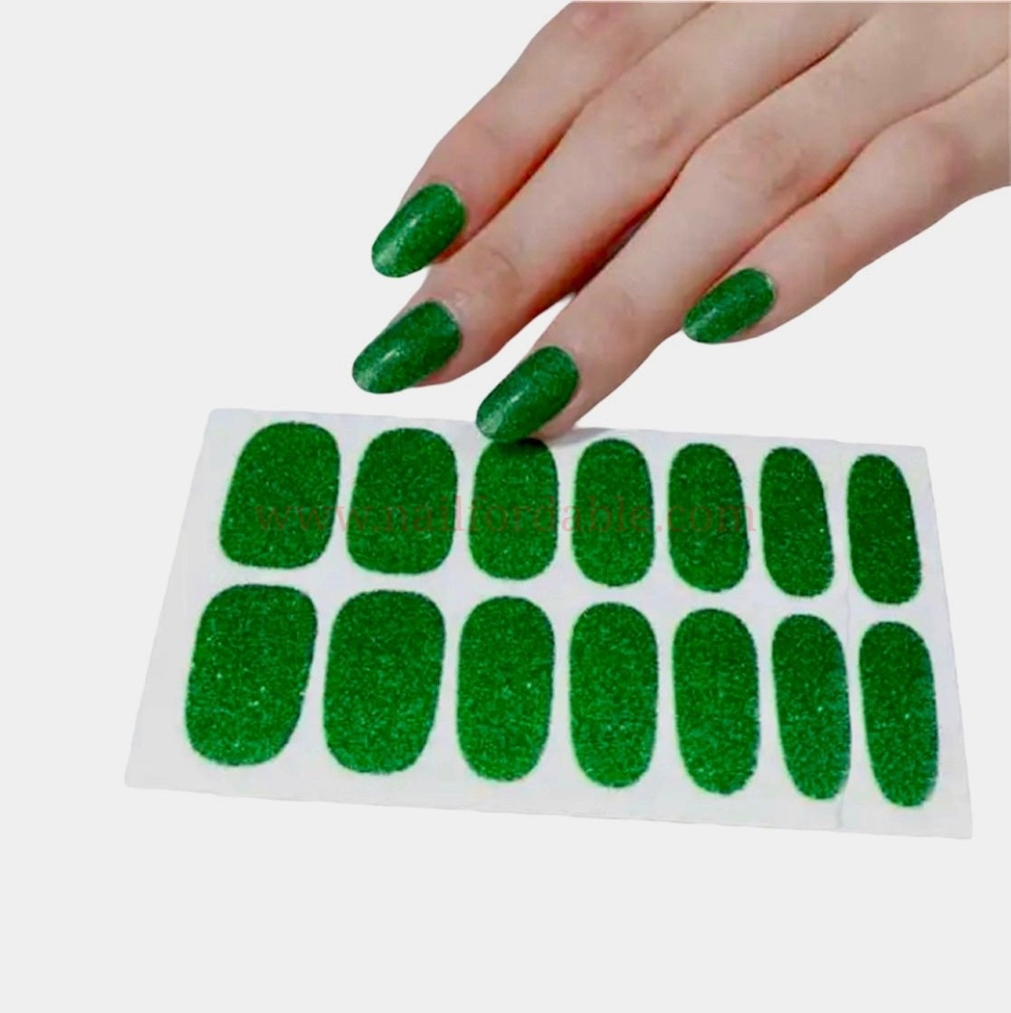 Green Glitter Nail Wraps | Semi Cured Gel Wraps | Gel Nail Wraps |Nail Polish | Nail Stickers