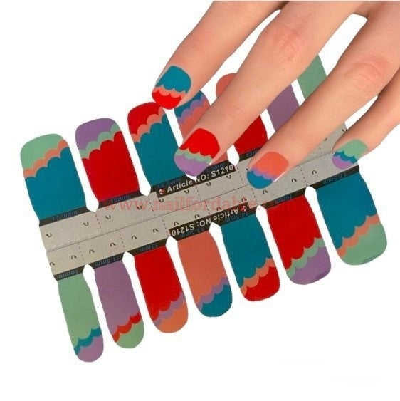 Colored curves Nail Wraps | Semi Cured Gel Wraps | Gel Nail Wraps |Nail Polish | Nail Stickers