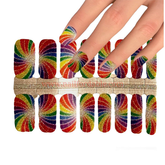 Pinwheel rainbow Nail Wraps | Semi Cured Gel Wraps | Gel Nail Wraps |Nail Polish | Nail Stickers