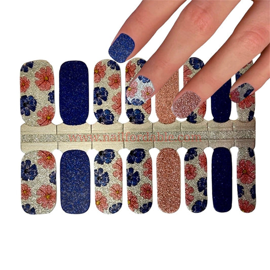 Flowers glitter Nail Wraps | Semi Cured Gel Wraps | Gel Nail Wraps |Nail Polish | Nail Stickers