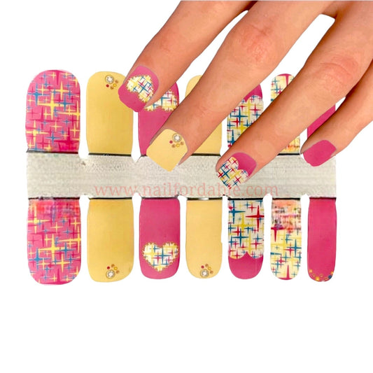 Heart and stars | Nail Wraps | Nail Stickers | Nail Strips | Gel Nails | Nail Polish Wraps - Nailfordable