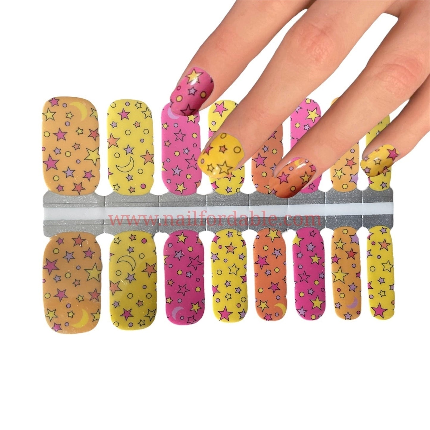 Moons and stars Nail Wraps | Semi Cured Gel Wraps | Gel Nail Wraps |Nail Polish | Nail Stickers
