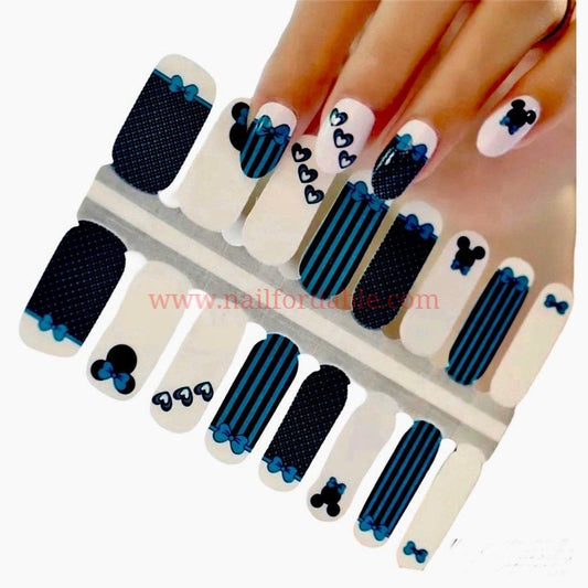 Disney - Blue Minnie mouse Nail Wraps | Semi Cured Gel Wraps | Gel Nail Wraps |Nail Polish | Nail Stickers