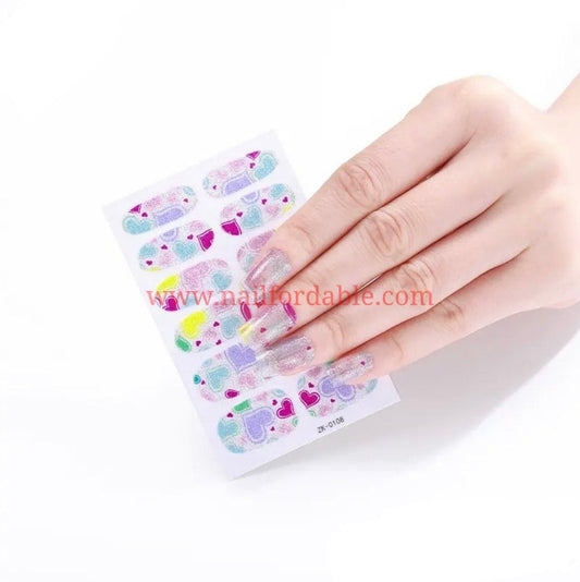 Heart Bubbles | Nail Wraps | Nail Stickers | Nail Strips | Gel Nails | Nail Polish Wraps - Nailfordable
