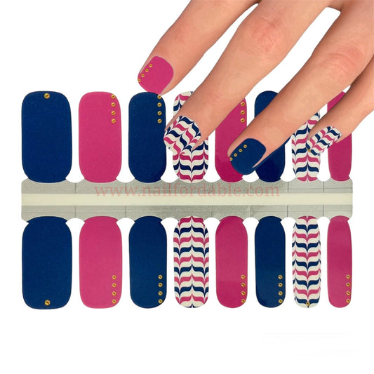 Wavy Pink and Blue | Nail Wraps | Nail Stickers | Nail Strips | Gel Nails | Nail Polish Wraps - Nailfordable
