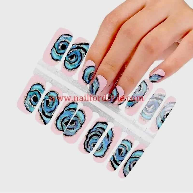 Blue Roses Nail Wraps | Semi Cured Gel Wraps | Gel Nail Wraps |Nail Polish | Nail Stickers