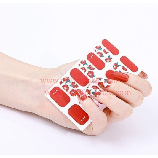 Red Orchids Nail Wraps | Semi Cured Gel Wraps | Gel Nail Wraps |Nail Polish | Nail Stickers