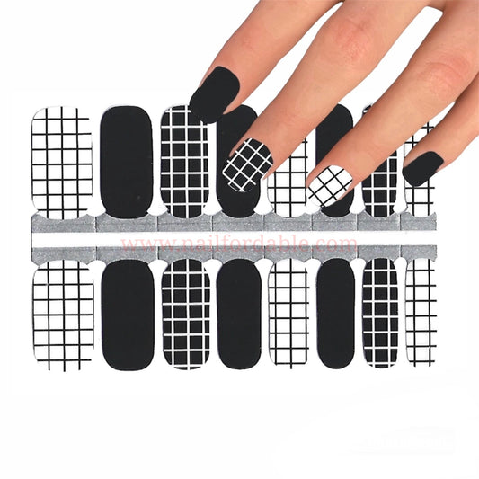 Black and White Grids Nail Wraps | Semi Cured Gel Wraps | Gel Nail Wraps |Nail Polish | Nail Stickers