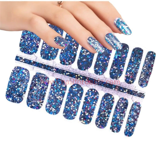 Sparkles on Blue Nail Wraps | Semi Cured Gel Wraps | Gel Nail Wraps |Nail Polish | Nail Stickers