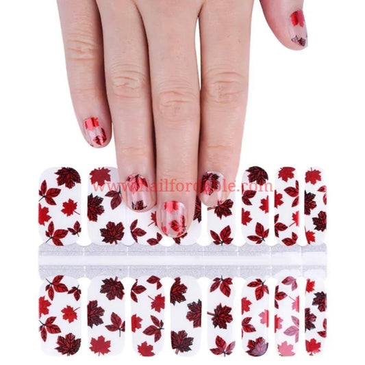 Red Autumn Nail Wraps | Semi Cured Gel Wraps | Gel Nail Wraps |Nail Polish | Nail Stickers