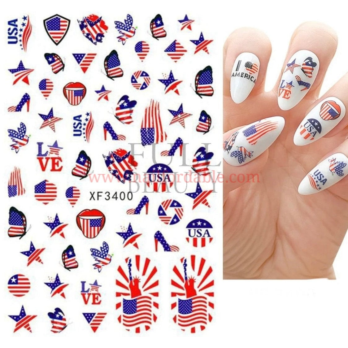 USA Freedom - Nail Stickers Nail Wraps | Semi Cured Gel Wraps | Gel Nail Wraps |Nail Polish | Nail Stickers