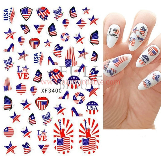 USA Freedom - Nail Stickers Nail Wraps | Semi Cured Gel Wraps | Gel Nail Wraps |Nail Polish | Nail Stickers