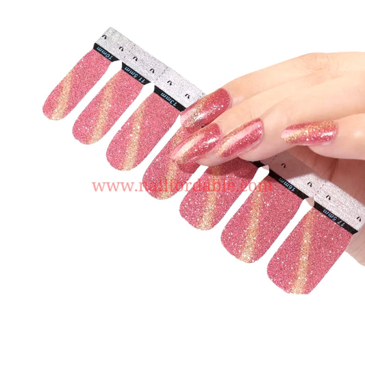 Cat Eye -Pink Nail Wraps | Semi Cured Gel Wraps | Gel Nail Wraps |Nail Polish | Nail Stickers