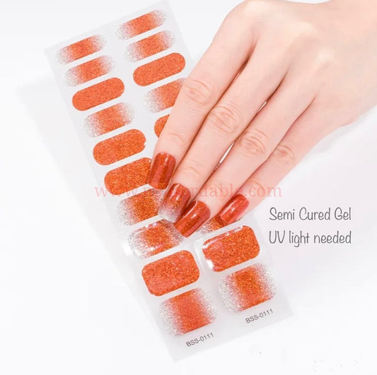 Orange Gradient - Semi-Cured Gel Wraps UV Nail Wraps | Semi Cured Gel Wraps | Gel Nail Wraps |Nail Polish | Nail Stickers